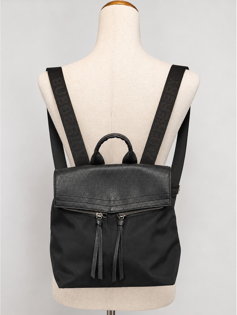 Botkier New York Black Leather and Nylon Backpack